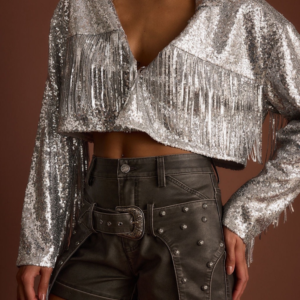12th Tribe Star Crossed Sequin Fringe Jacket Size S/MS/M